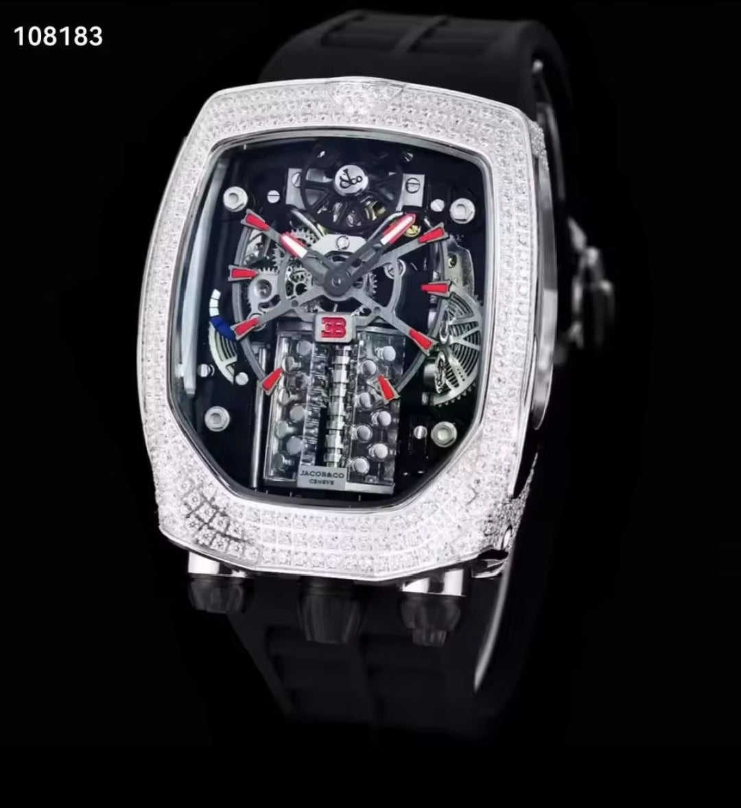 Bugatti-Montre mécanique automatique pour homme, édition limitée avancée, moteur à seize cylindres