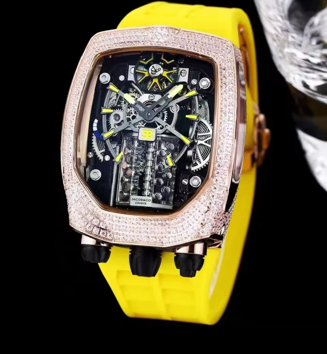 Bugatti-Montre mécanique automatique pour homme, édition limitée avancée, moteur à seize cylindres