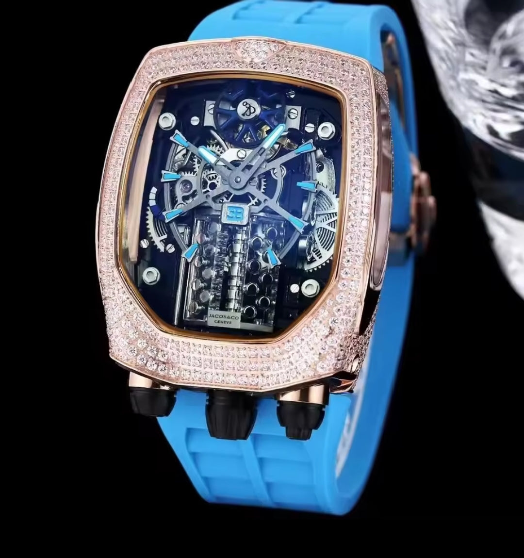 Bugatti-Montre mécanique automatique pour homme, édition limitée avancée, moteur à seize cylindres